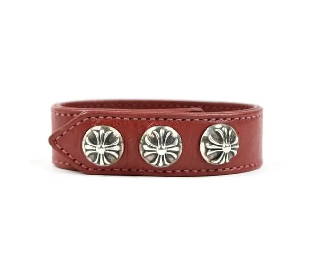 Chrome Hearts Cross Red Leather Bracelet in multicolor Leather from Grailed