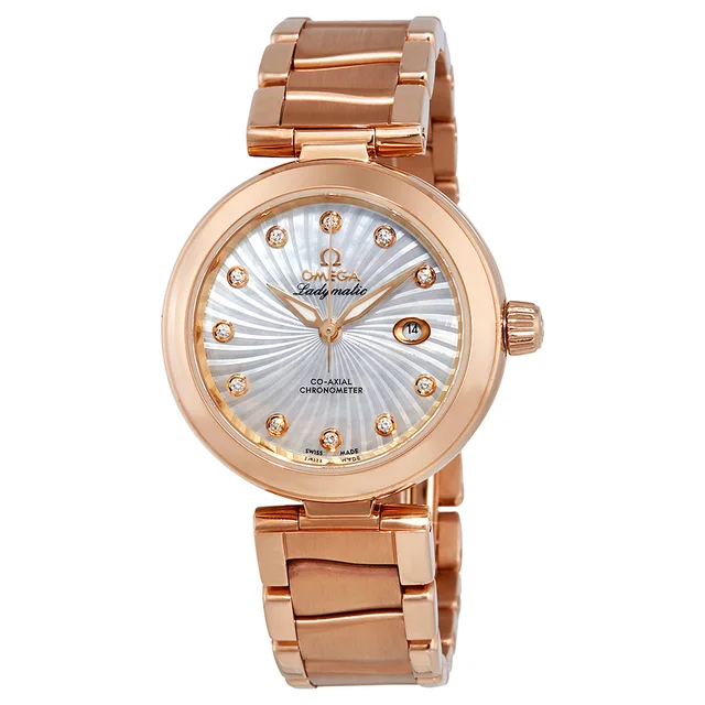 Omega De Ville Ladymatic Diamond Mother Of Pearl Dial Ladies Watch 425.60.34.20.55.001 from Jomashop.com