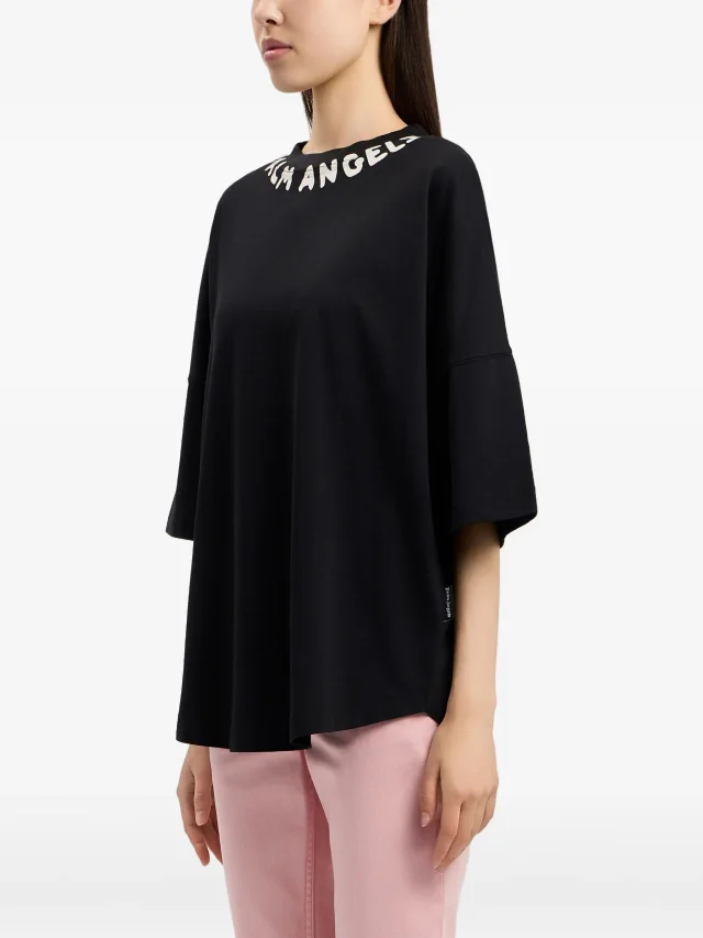 Palm Angels logo-printed crew-neck T-shirt in Black, photo 4 of 8 from FARFETCH