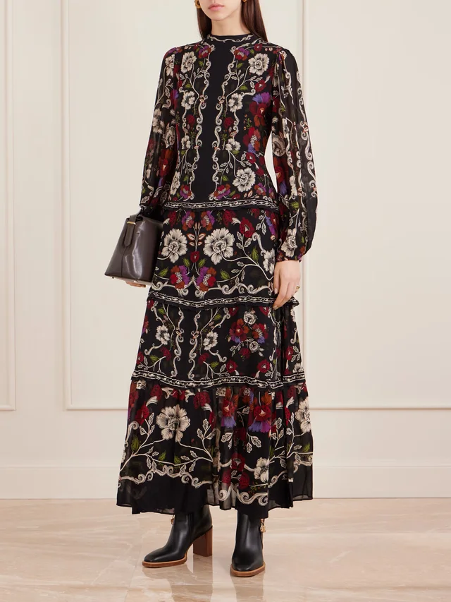 FARM RIO Floral-print chiffon maxi dress in Black, photo 2 of 2 from NET-A-PORTER (Canada)
