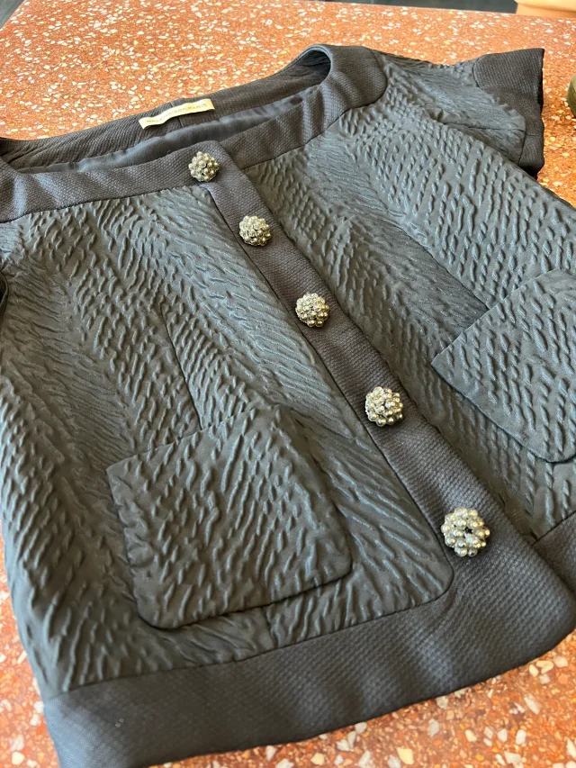 Balenciaga By Ghesquiere Fall 2006 Black Top With Fancy Crystal Bead Buttons in Black Silk from Resurrection Vintage, photo 6 of 6