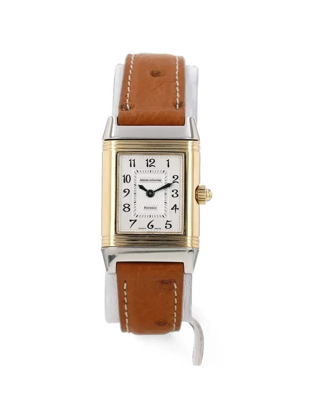 Jaeger-LeCoultre 2000 Reverso Duetto 33mm watch - women - Yellow Gold/stainless steel/Leather/Calf… in gray|silver Calfskin from Farfetch