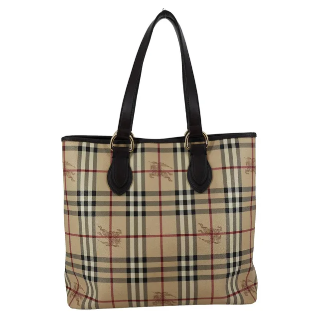 Burberry Onslow Haymarket Check Coated Canvas Tote Bag Beige in Beige Coated canvas from Dallas Designer Handbags