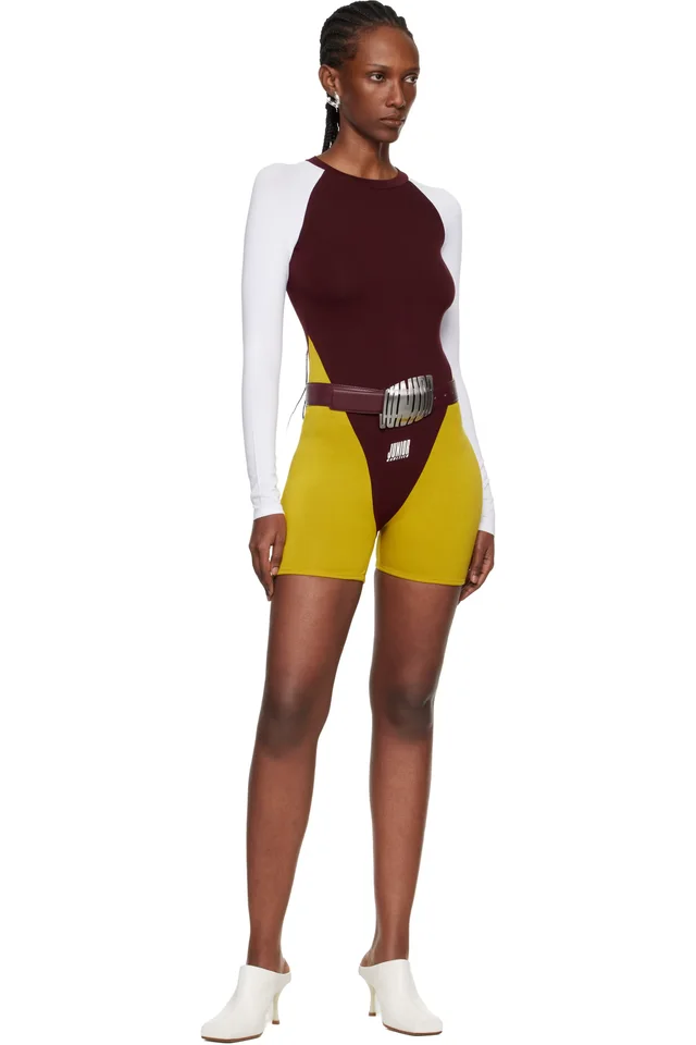Jean Paul Gaultier Burgundy 'The Straight Junior' Belt, photo 2 of 2 from SSENSE
