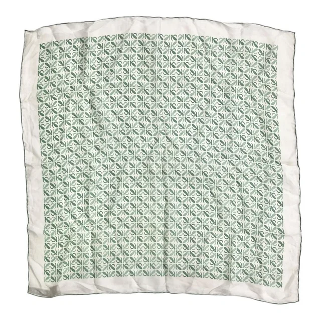 Loewe Vintage Anagram All Over Print Silk Scarf Bandana White Green in White Silk from The Reluxe
