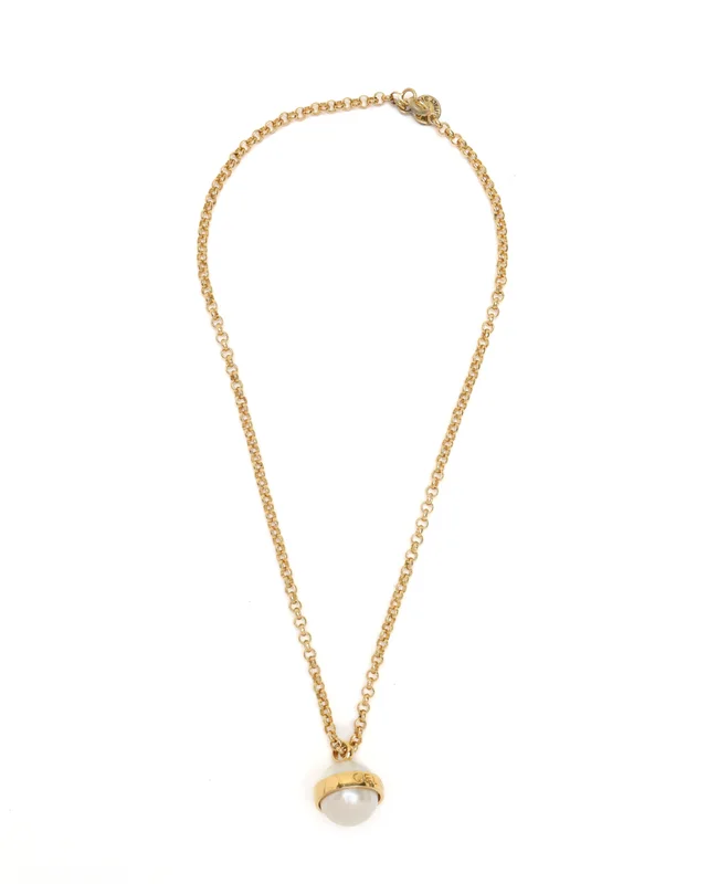 Celine Circle Pearl Necklace in Silk from A Retro Tale, photo 2 of 4