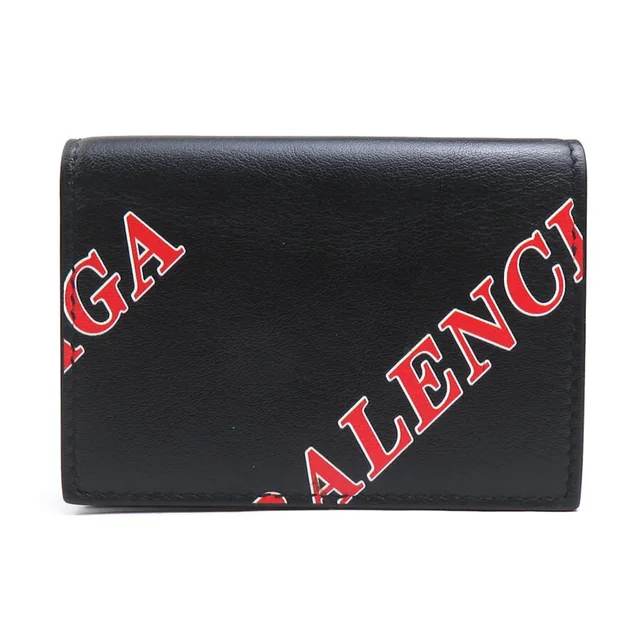 Balenciaga Tri Fold Wallet Leather Black Red in black|red Leather from Poshmark