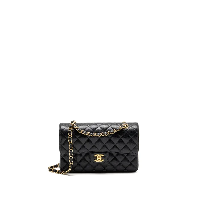 Chanel Small Classic Double flap bag caviar Black GHW (microchip) in Black Caviar leather from EMIER