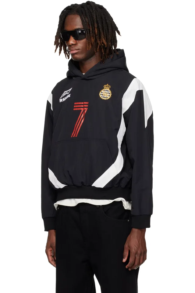 Rhude Black Lago Soccer Hoodie, photo 4 of 5 from SSENSE