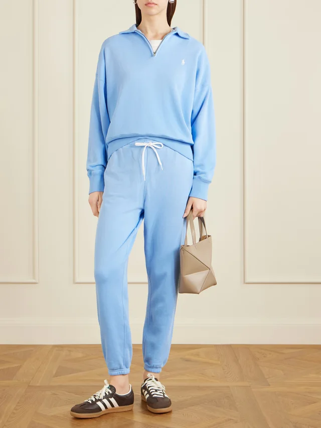 POLO RALPH LAUREN Cotton-blend fleece sweatpants in Blue, photo 2 of 2 from NET-A-PORTER (Canada)