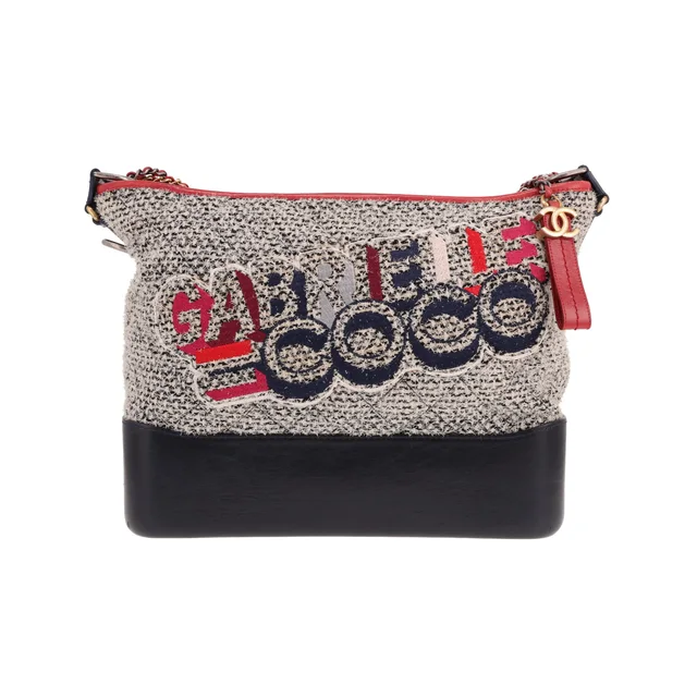 Chanel Gabrielle shoulder bag in red and blue leather and grey tweed in Red Tweed from Collector Square, photo 2 of 2