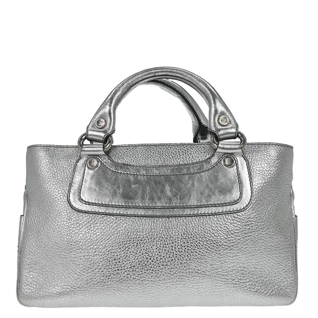 Celine Metallic Silver Leather Boogie Bag Handbag in Silver Leather from AMORE Vintage Tokyo