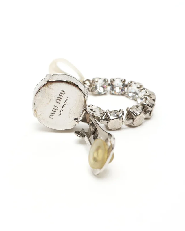 Miu Miu Rhinestone Pearl Clip-on Earrings from A Retro Tale, photo 3 of 3