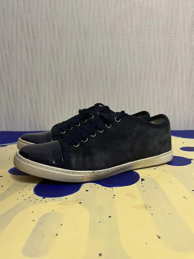 Lanvin Vintage Ddb001 Suede Patent Leather Toe Low Sneakers in blue Patent leather from Grailed
