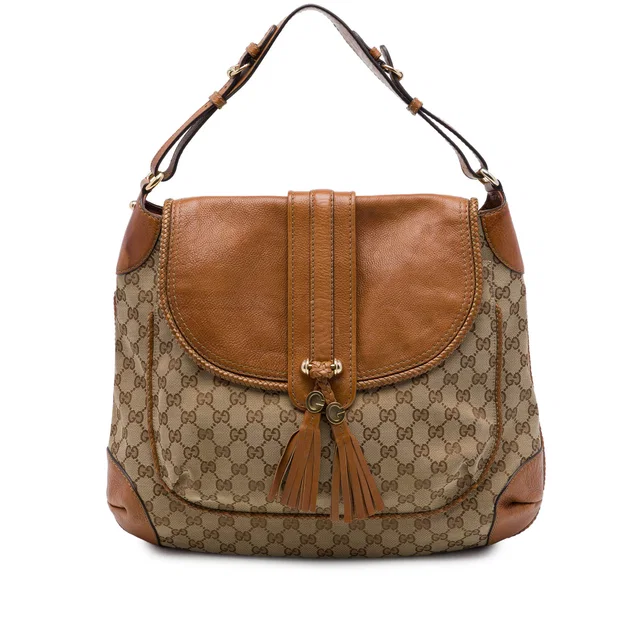 Beige Gucci GG Canvas Marrakech Shoulder Bag in Beige Canvas from Designer Revival
