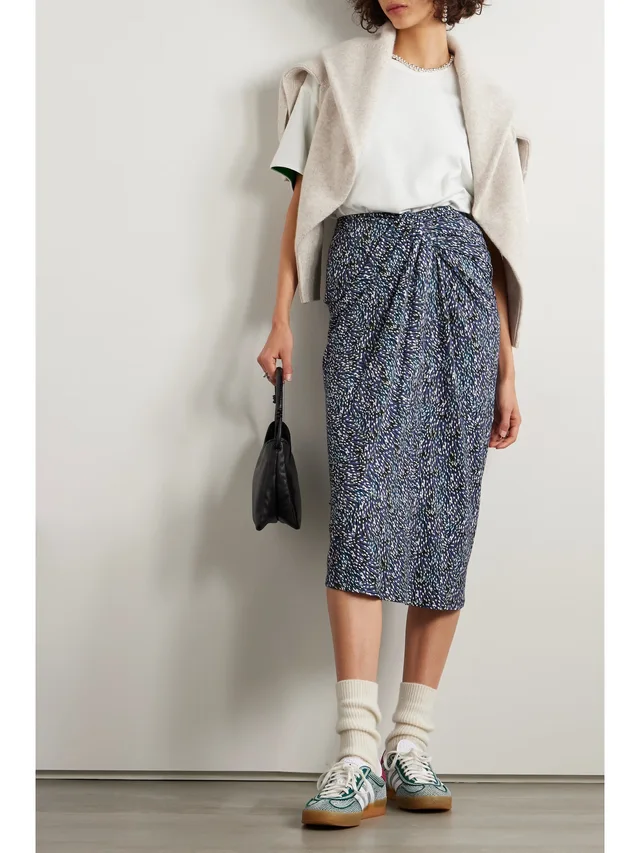 MARANT ÉTOILE Jeldia draped printed stretch-jersey midi skirt in Blue, photo 2 of 2 from NET-A-PORTER (Canada)