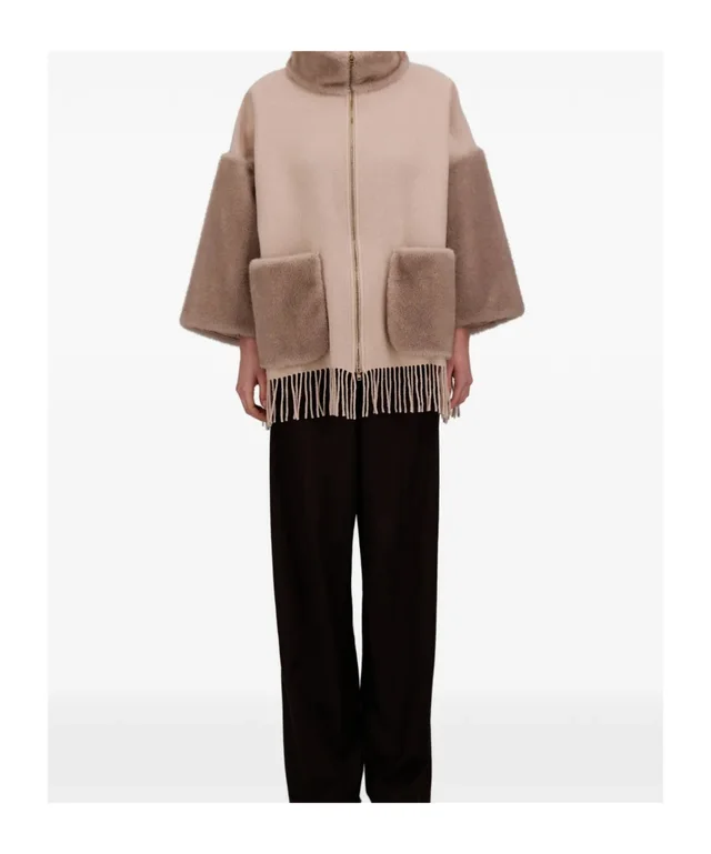 Herno WOOL CASHMERE AND MINK-EFFECT MÉLANGE PONCHO, photo 2 of 4 from SENSER