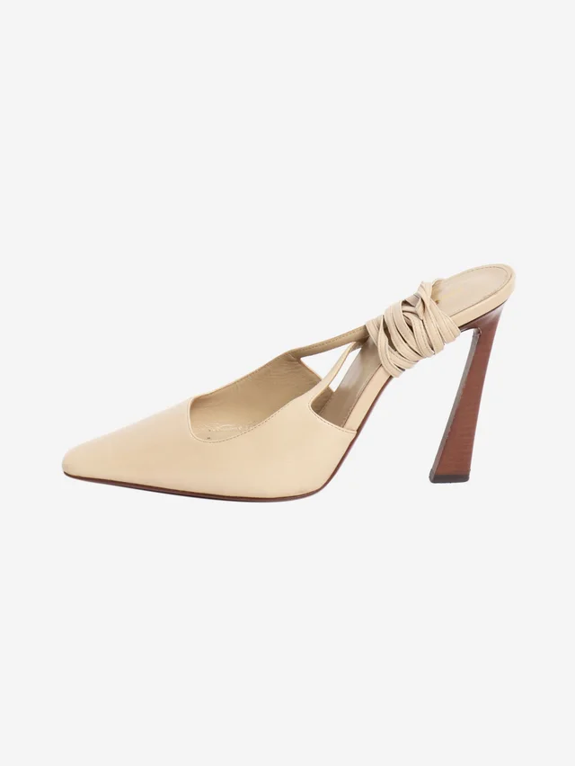 Saint Laurent Neutral leather square-toe mules - size EU 39 in Leather from Sign of the Times