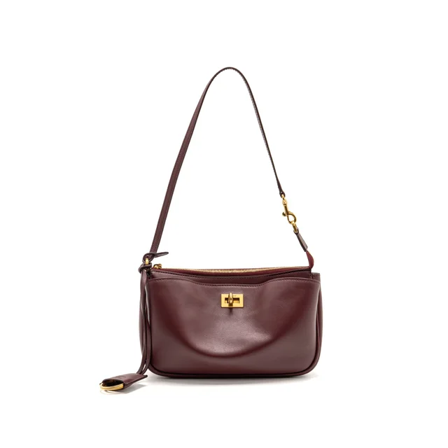 Balenciaga Balencaiga Rodeo Sling Pochette Smooth Calfskin Dark Burgundy GHW in Burgundy Calfskin from EMIER