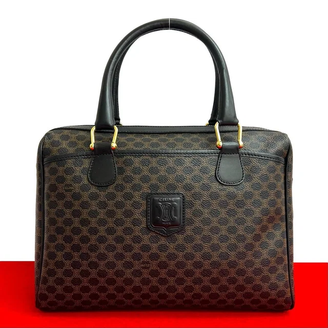 Celine Vintage Macadam Pattern Triomphe Logo Leather Handbag in Leather from The Reluxe