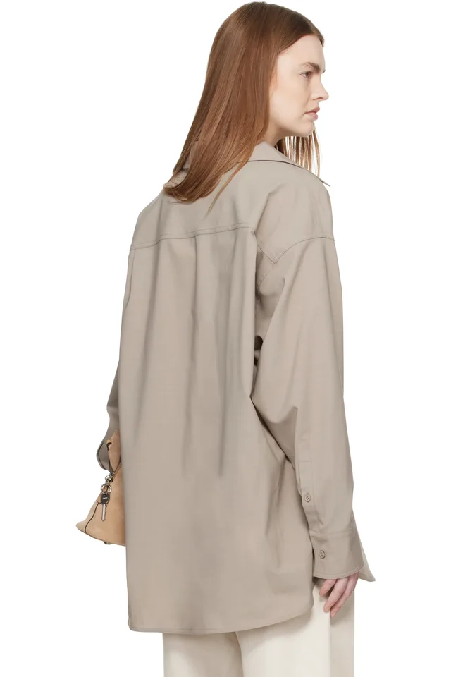 MM6 Maison Margiela Taupe Tailored Wool-Blend Shirt, photo 3 of 4 from SSENSE