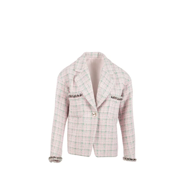 Chanel Size 34 21S Tweed Jacket Polyester/Cotton Pink / Green in Green Tweed from EMIER