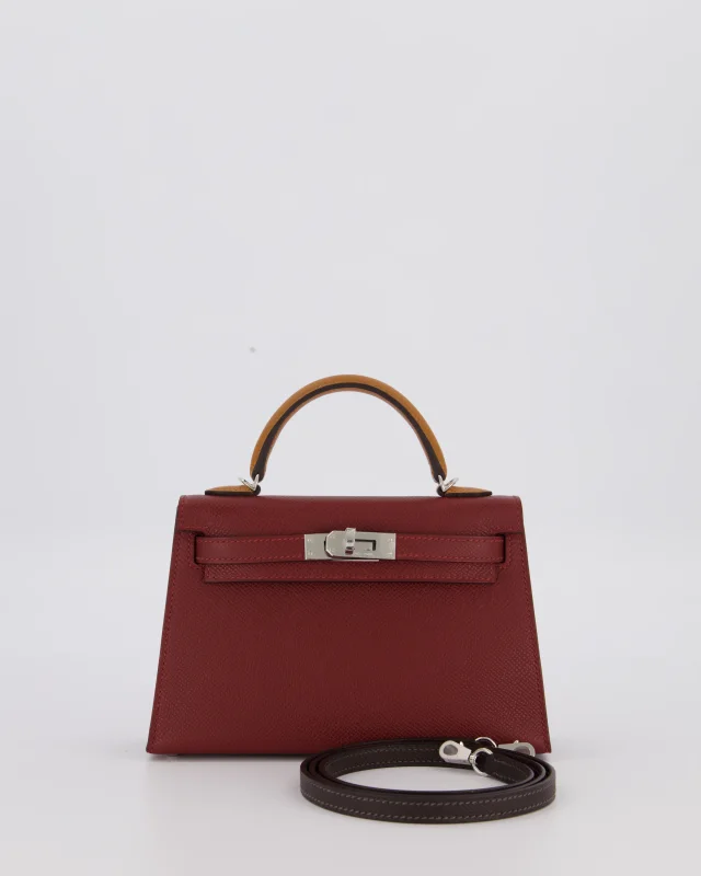 Hermès Mini Kelly II Tricolour 20 Bag in Burgundy Epsom leather from Sellier, photo 3 of 23