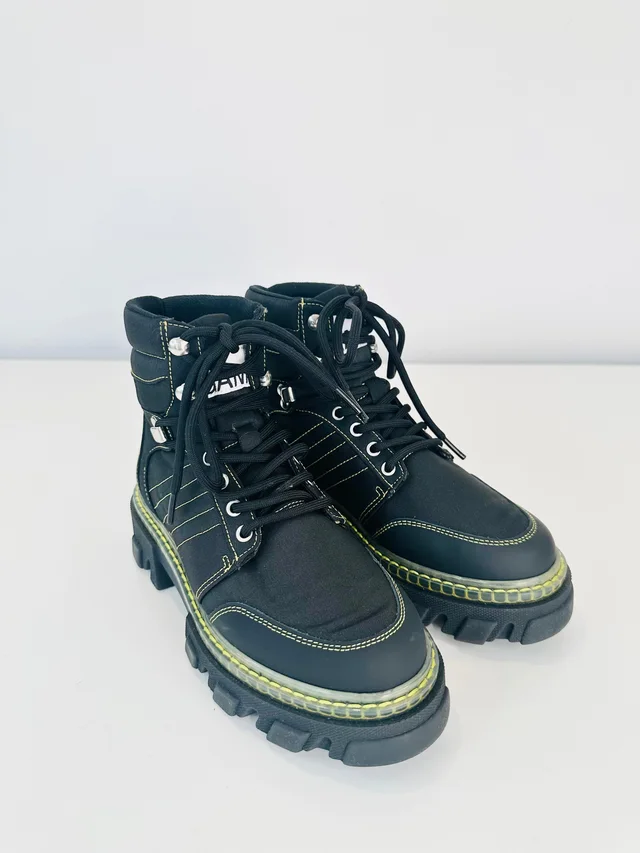 GANNI Cleated Hiking Boots - Size 36 in Canvas from Edit Second Hand