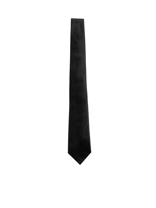 Giorgio Armani Silk Necktie — Black Neckties in Black Silk from HEWI