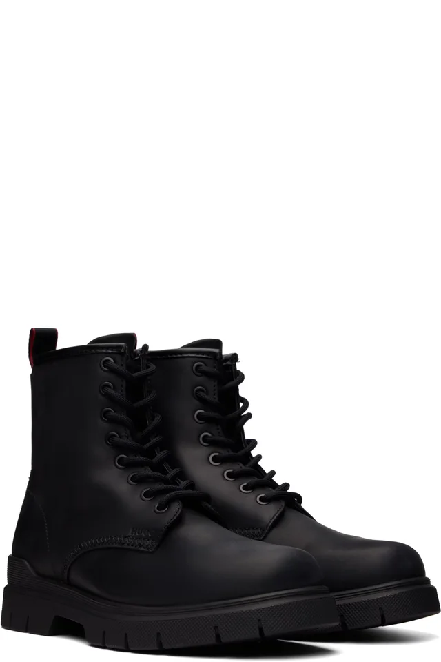Hugo Black Lace-Up Zip Army Boots, photo 4 of 5 from SSENSE