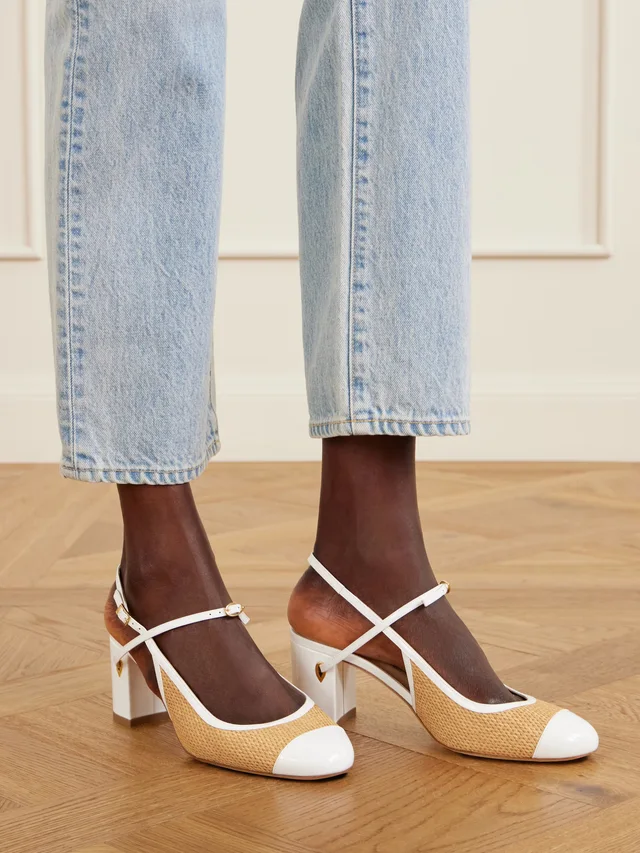 JENNIFER CHAMANDI Leather and raffia pumps in White, photo 2 of 2 from NET-A-PORTER (Canada)