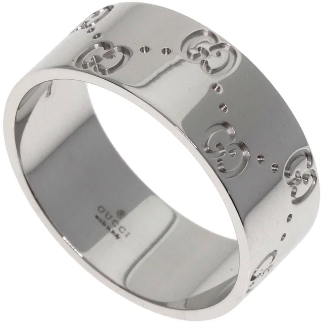 Gucci GG Icon Wide Ring 18K White Gold in White from The Reluxe