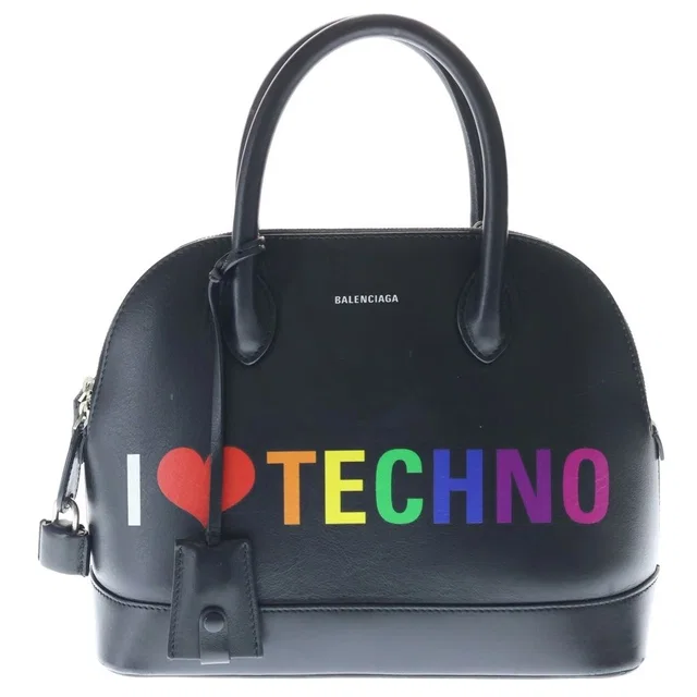Balenciaga I Love Techno Hand Bag I Leather Handbag Black in Black Leather from The Reluxe