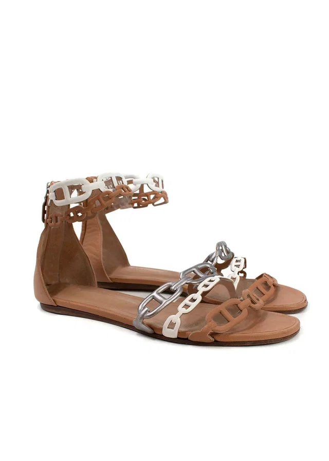 Hermès Beige Kaliste Sandal in Beige Leather from HEWI