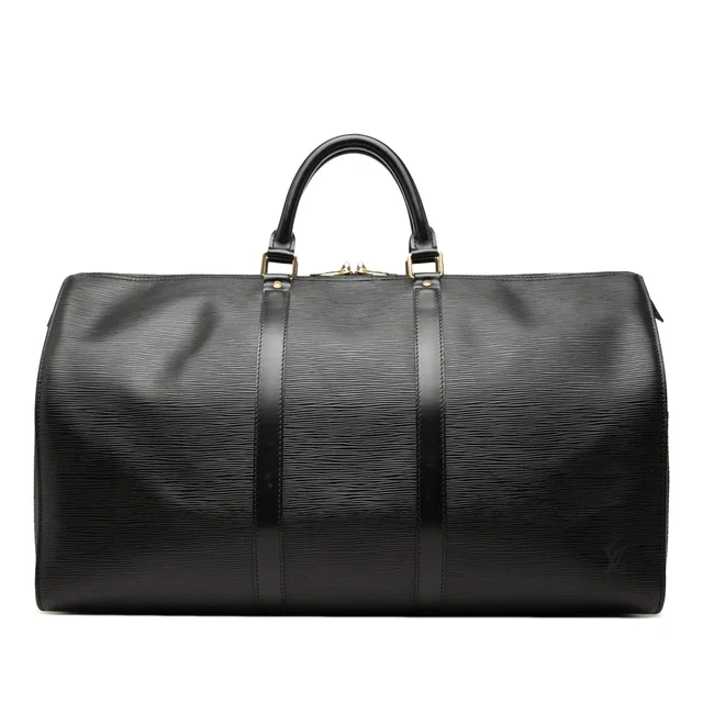 Black Louis Vuitton Epi Keepall 50 Travel Bag in Black Leather from Designer Revival