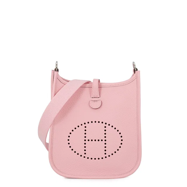 Hermès Evelyne Long Amazon Rose Sakura Taurillon Clemence Size TPM in Pink Clemence leather from GALLERY RARE