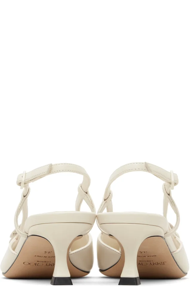 Jimmy Choo White Mimmi Sling Back 50 Heels, photo 2 of 5 from SSENSE