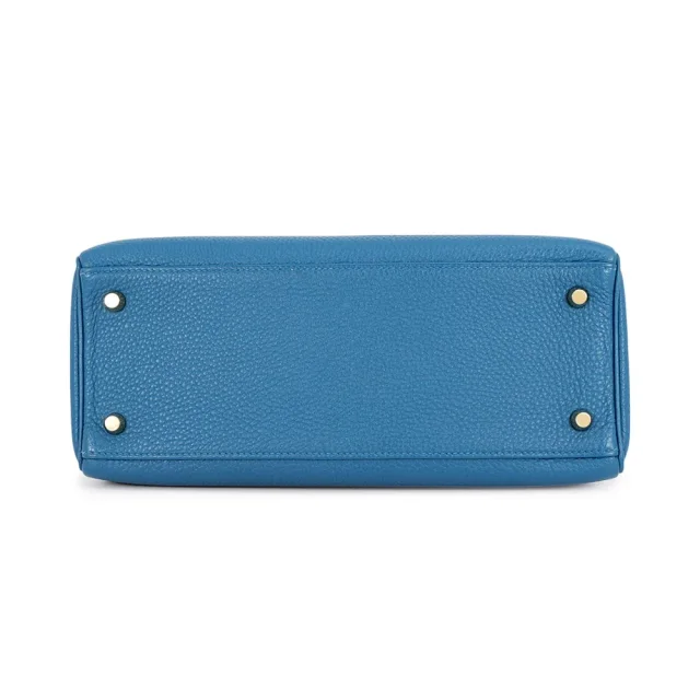 Hermès Kelly Retourne Blue de Galice Togo Leather Size 28 in Blue Togo leather from GALLERY RARE, photo 3 of 15