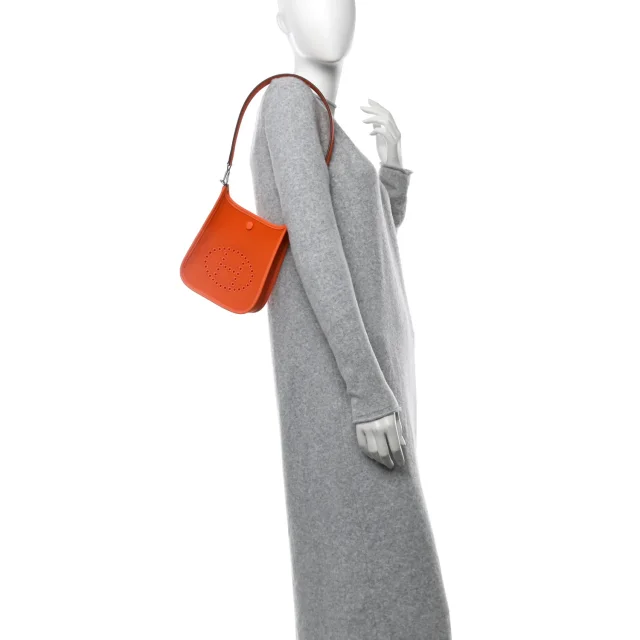 Hermès Toile Officier Swift Neo Evelyne TPM Feu Jaune D'Or Orange Minium in Orange Swift leather from FASHIONPHILE, photo 2 of 11