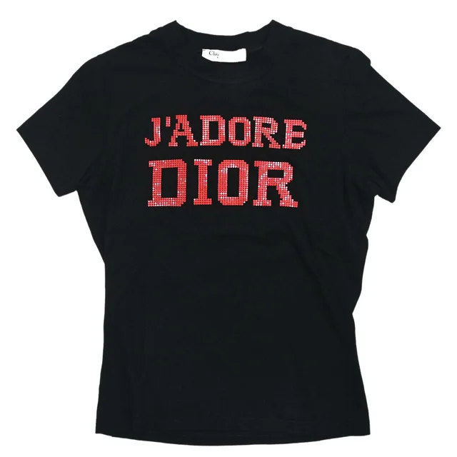 Dior Logo Beaded T-shirt Black in Black from AMORE Vintage Tokyo