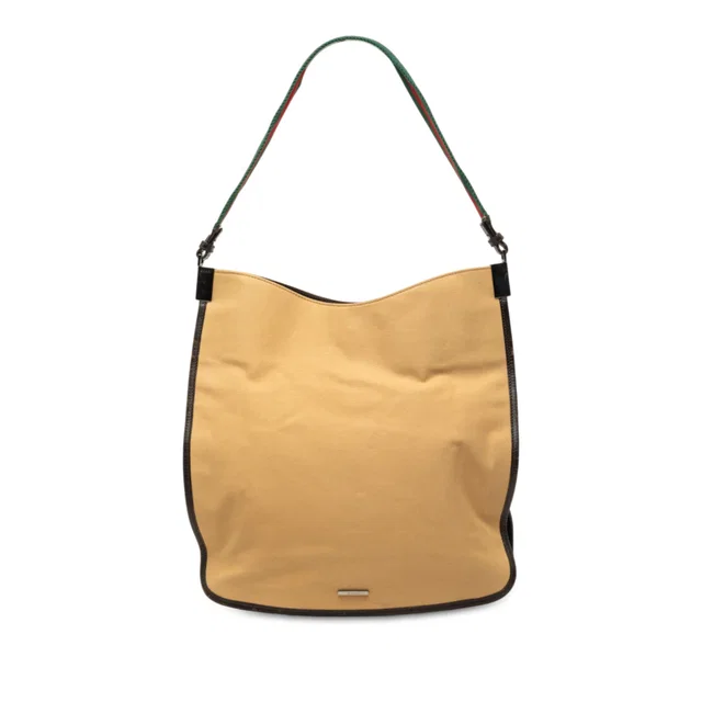 Beige Gucci Canvas Web Shoulder Bag in Beige Canvas from Designer Revival