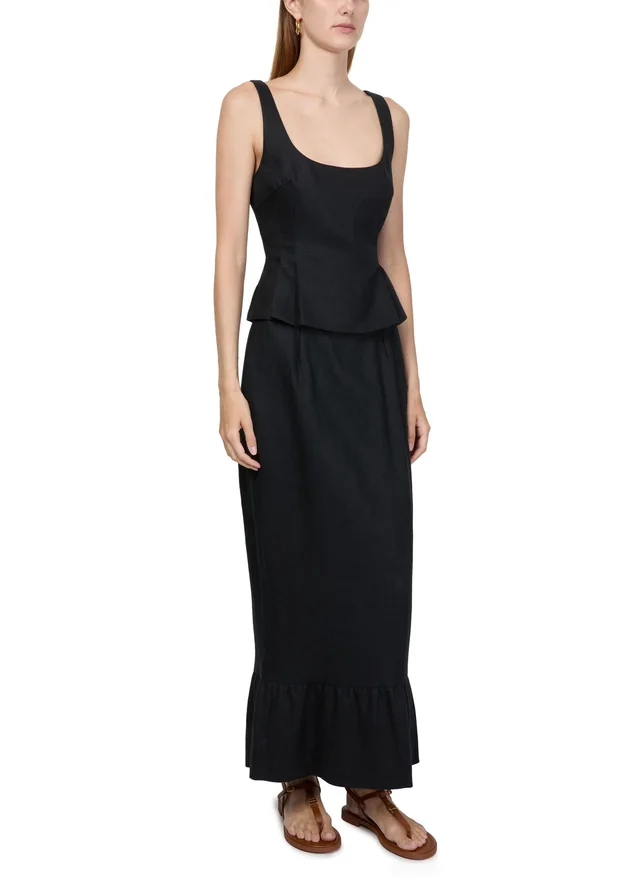 POSSE Matilda column skirt in Black 100% linen, photo 2 of 6 from 24S (US)