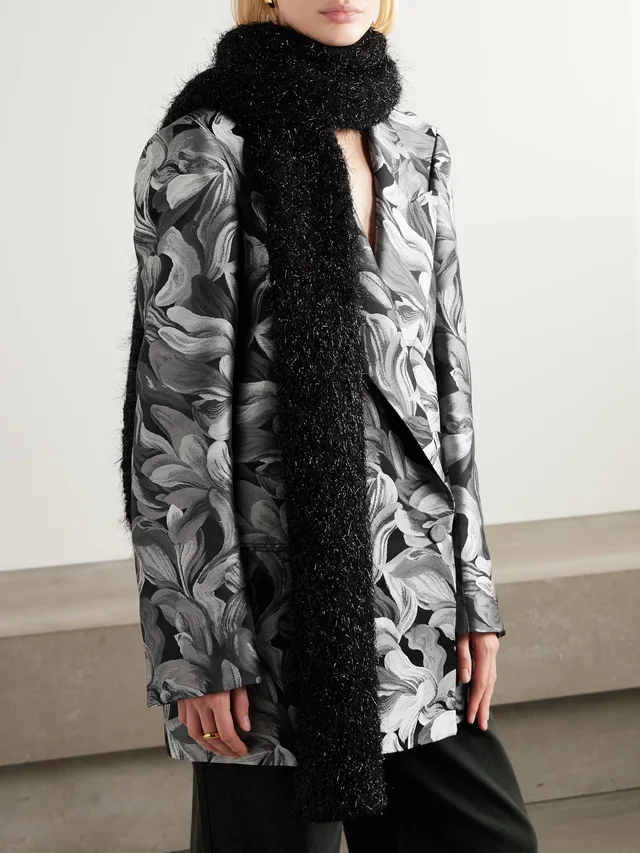 DRIES VAN NOTEN Metallic wool-blend scarf in Black, photo 2 of 2 from NET-A-PORTER (Canada)