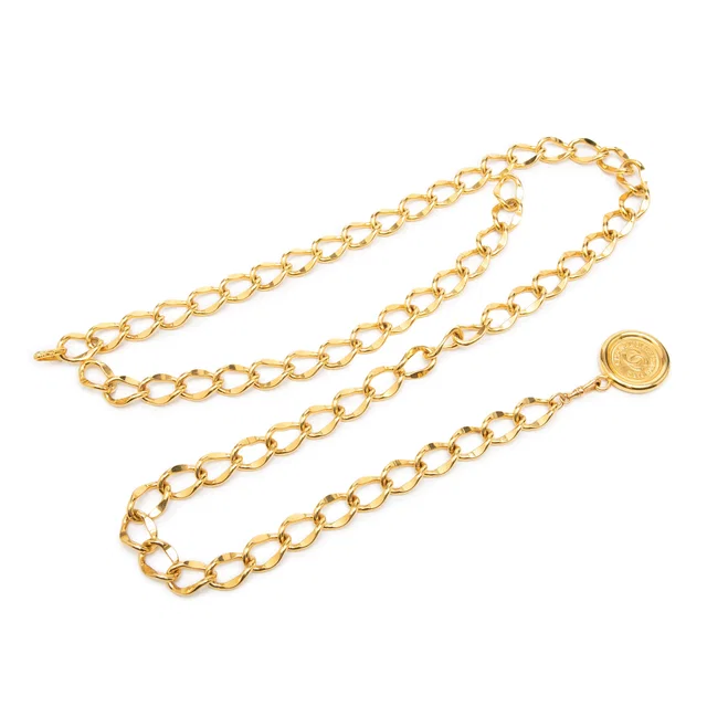 Gold Chanel CC Gold Plated 31 Rue Cambon Medallion Chain Belt in Gold from Designer Revival