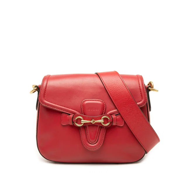 Red Gucci Medium Calfskin Lady Web Crossbody in Red Calfskin from Designer Revival