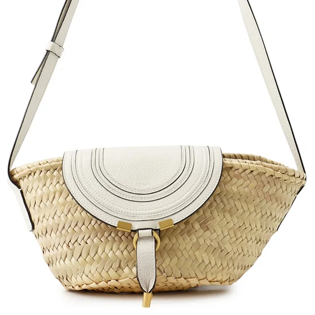 Chloé Mercy Bucket Natural/White Raffia Leather Size Small in White Raffia from GALLERY RARE
