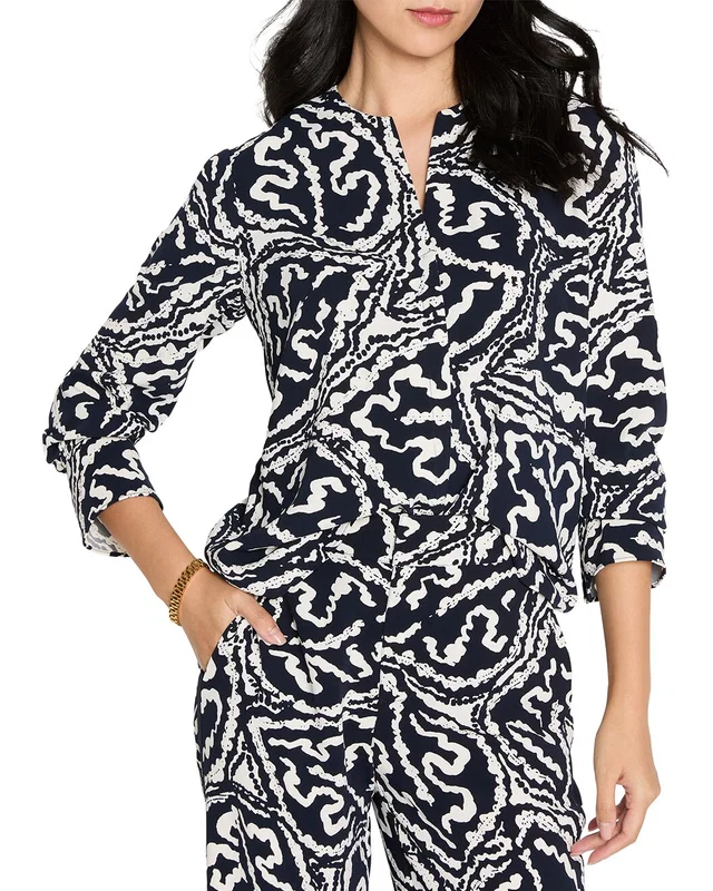 NIC+ZOE Petite Indigo Leaf Double Crepe Top, image 1 of 1 from Gilt