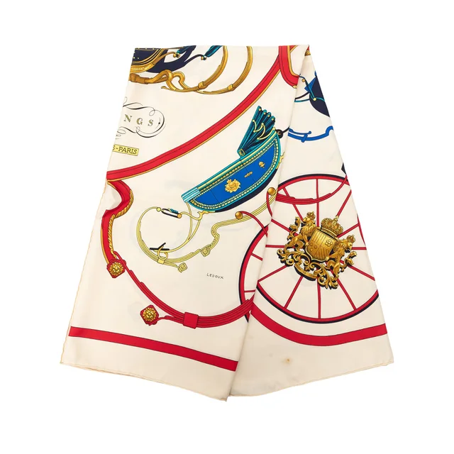 White Hermès Springs Silk Scarf 90 Scarves in White Silk from Designer Revival