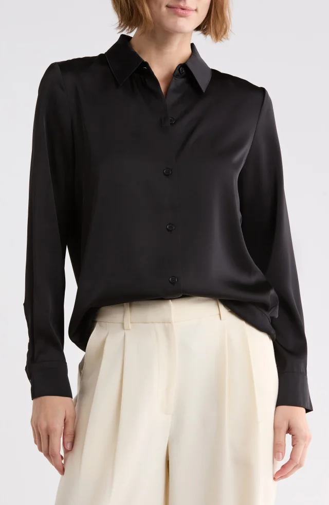 Vince Camuto Satin Long Sleeve Button-Up Shirt from Nordstrom Rack, photo 1 of 1