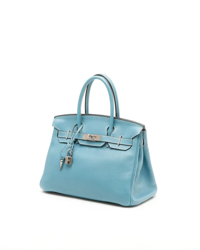 Hermès Birkin 30 Clemence Blue Jean Bag in Blue Clemence leather from A Retro Tale, photo 2 of 12